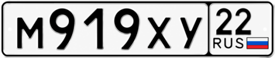 Гос номер М919ХУ 22