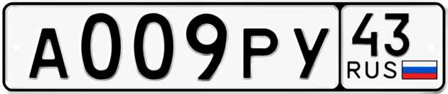 Гос номер А009РУ 43