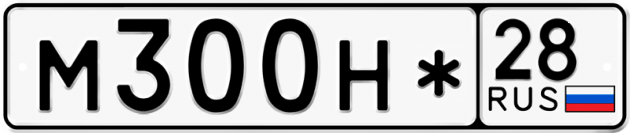 Гос номер М300Н* 28