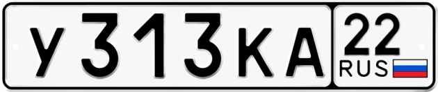 Гос номер У313КА 22